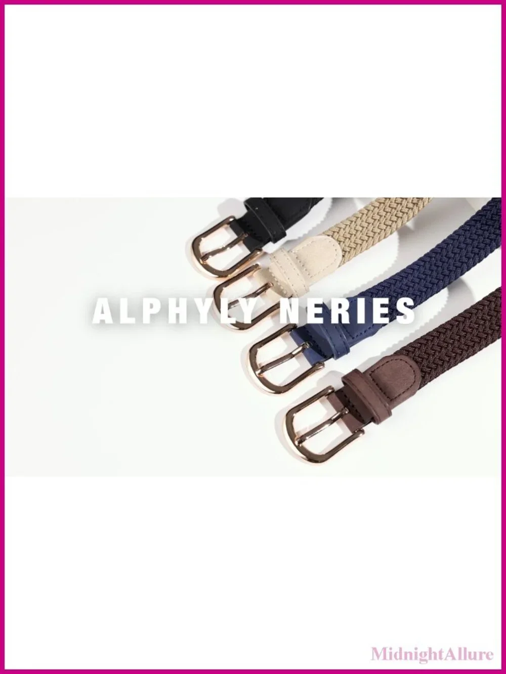 2 Pack Braided Elastic Woven Stretch Belt 1 Inch Width PU Leather Wrapped End